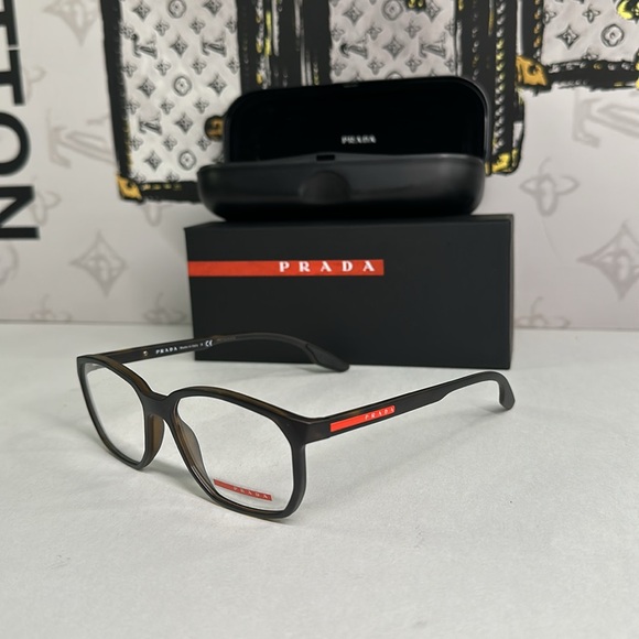 💯 Authentic-Prada Linea Rossa Demo Geometric Men's Eyeglasses PS 03MV 5641O1 53. - Picture 3 of 11